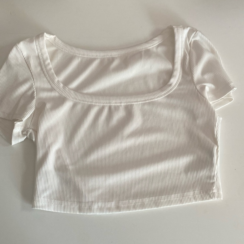White SHEIN crop top, worn once but it’s like new